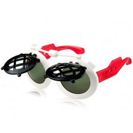 815-C4 Children's Fashionable Plastic Sunglasses with Flip Covers (Black & White) M.
