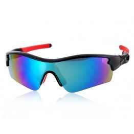 OREKA WG010 Black TR90 Frame & REVO Coating Blue Space Explosion-Proof PC Lenses Sports Riding Glasses (Black) M.