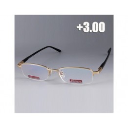 2065 +3.00 Nickel Silver Frame Glass Lens Presbyopic Glasses with Leather Case M.